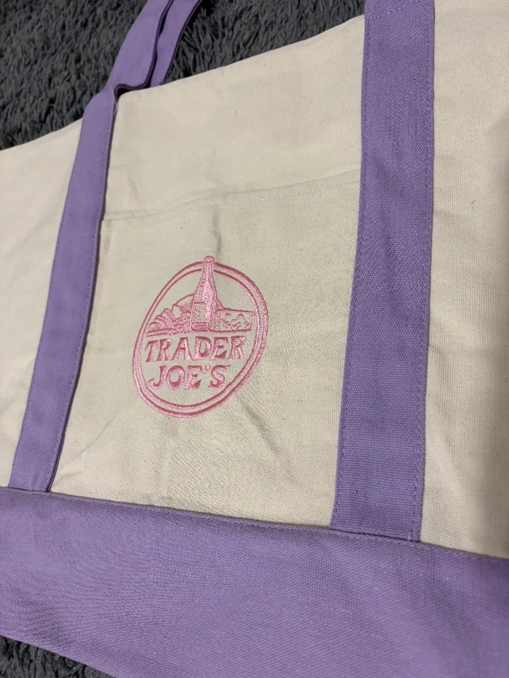 Trader Joe's Large Lavender Canvas Tote Bag - Picture 6 of 11